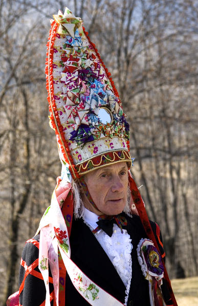 Varaita valley,Cuneo,Sampeyre,Piedmont,Italy. Alpine carnival La Baio di Sampeyre