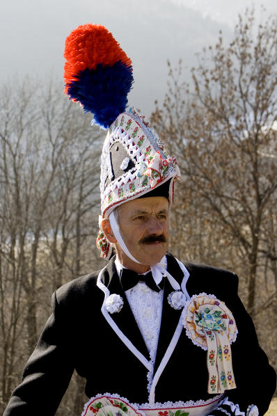 Varaita valley,Cuneo,Sampeyre,Piedmont,Italy. Alpine carnival La Baio di Sampeyre