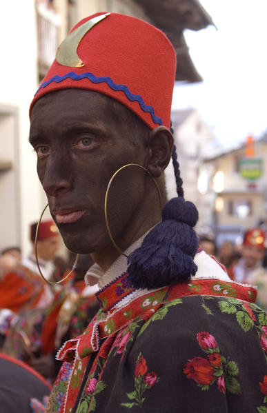 Varaita valley,Cuneo,Sampeyre,Piedmont,Italy. Alpine carnival La Baio di Sampeyre