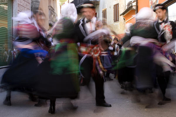 Varaita valley,Cuneo,Sampeyre,Piedmont,Italy. Alpine carnival La Baio di Sampeyre