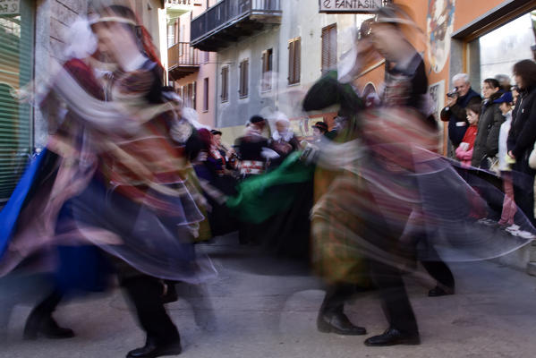 Varaita valley,Cuneo,Sampeyre,Piedmont,Italy. Alpine carnival La Baio di Sampeyre