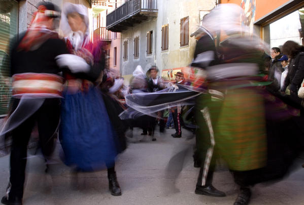 Varaita valley,Cuneo,Sampeyre,Piedmont,Italy. Alpine carnival La Baio di Sampeyre