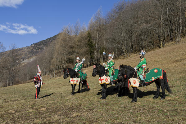 Varaita valley,Cuneo,Sampeyre,Piedmont,Italy. Alpine carnival La Baio di Sampeyre, Calchesio