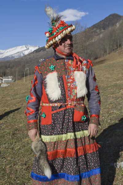 Varaita valley,Cuneo,Sampeyre,Piedmont,Italy. Alpine carnival La Baio di Sampeyre, Calchesio