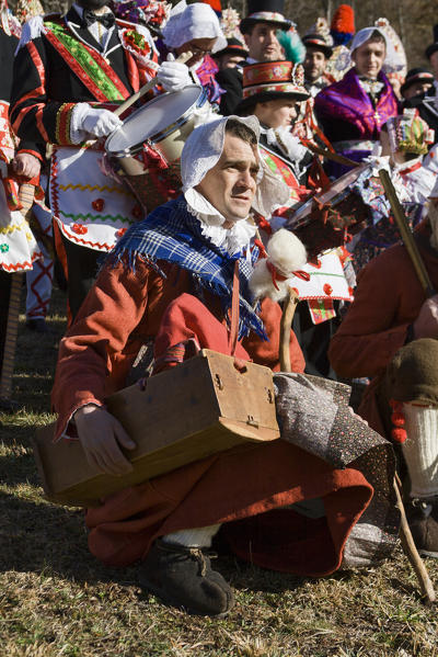 Varaita valley,Cuneo,Sampeyre,Piedmont,Italy. Alpine carnival La Baio di Sampeyre, Calchesio