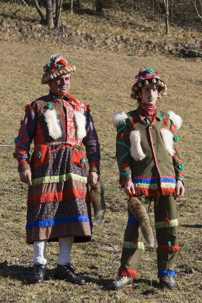 Varaita valley,Cuneo,Sampeyre,Piedmont,Italy. Alpine carnival La Baio di Sampeyre, Calchesio