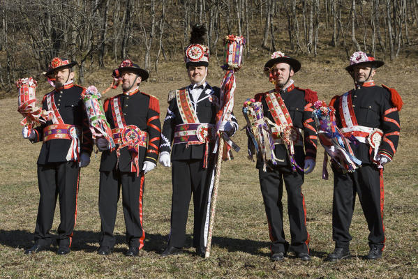 Varaita valley,Cuneo,Sampeyre,Piedmont,Italy. Alpine carnival La Baio di Sampeyre, Calchesio