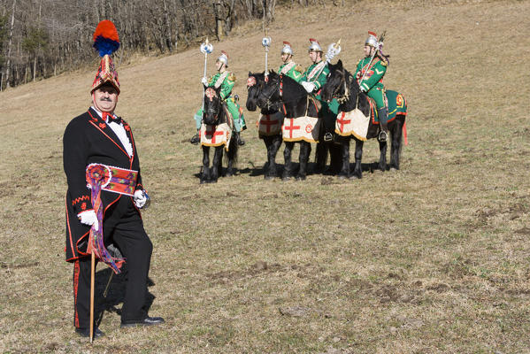 Varaita valley,Cuneo,Sampeyre,Piedmont,Italy. Alpine carnival La Baio di Sampeyre, Calchesio