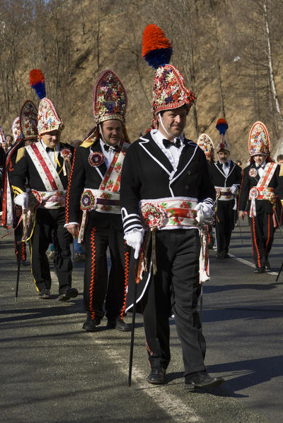 Varaita valley,Cuneo,Sampeyre,Piedmont,Italy. Alpine carnival La Baio di Sampeyre, Calchesio