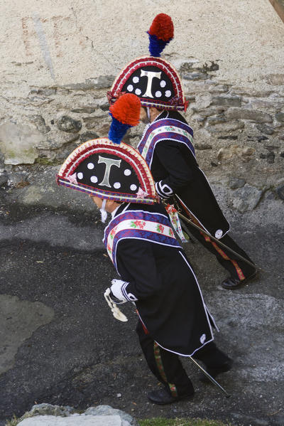 Varaita valley,Cuneo,Sampeyre,Piedmont,Italy. Alpine carnival La Baio di Sampeyre, Calchesio