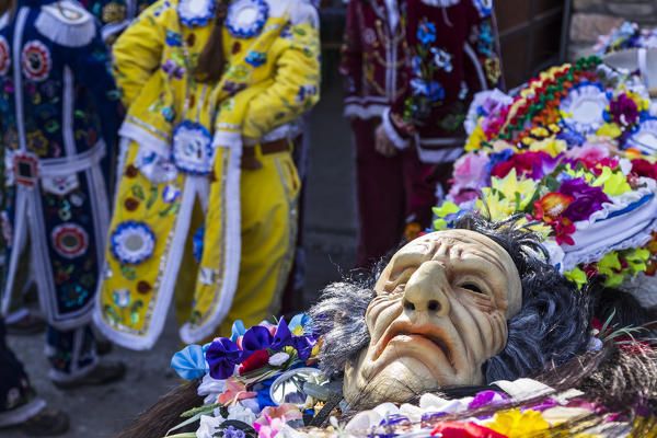 Aosta valley, Gignod, Italy. Alpine carnival Coumba Freida
