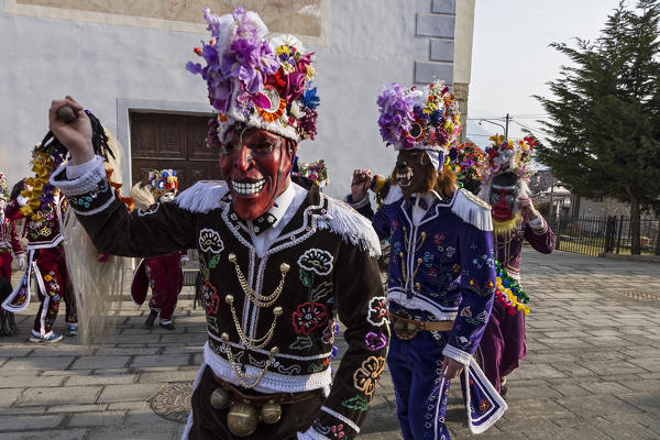 Aosta valley, Gignod, Italy. Alpine carnival Coumba Freida
