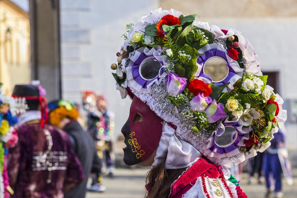 Aosta valley, Gignod, Italy. Alpine carnival Coumba Freida
