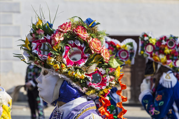 Aosta valley, Gignod, Italy. Alpine carnival Coumba Freida
