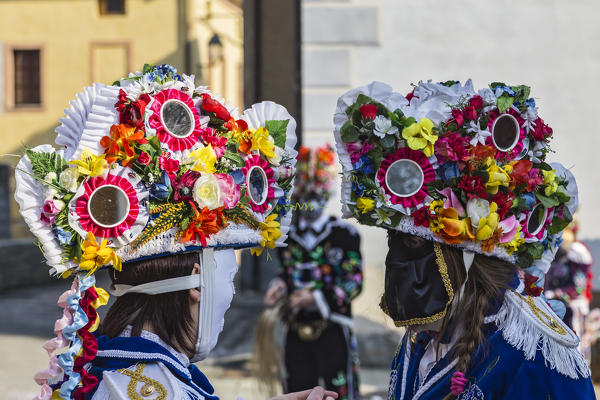 Aosta valley, Gignod, Italy. Alpine carnival Coumba Freida
