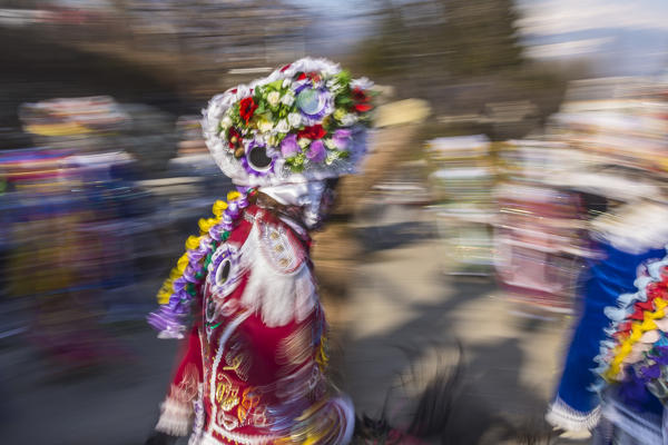 Aosta valley, Gignod, Italy. Alpine carnival Coumba Freida
