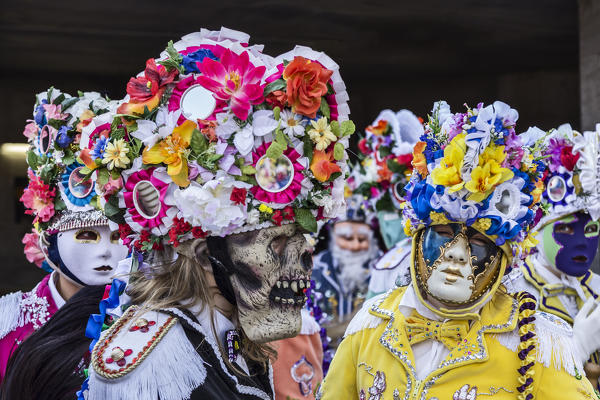 Aosta valley, Gignod, Italy. Alpine carnival Coumba Freida
