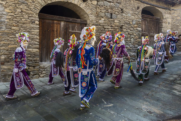 Aosta valley, Gignod, Italy. Alpine carnival Coumba Freida
