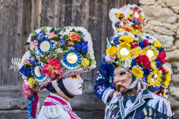 Aosta valley, Gignod, Italy. Alpine carnival Coumba Freida
