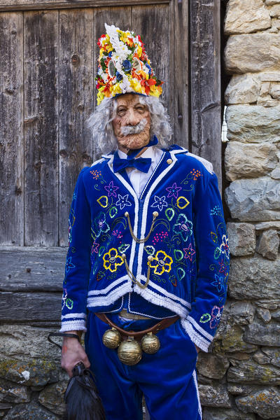 Aosta valley, Gignod, Italy. Alpine carnival Coumba Freida
