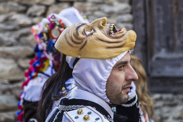 Aosta valley, Gignod, Italy. Alpine carnival Coumba Freida
