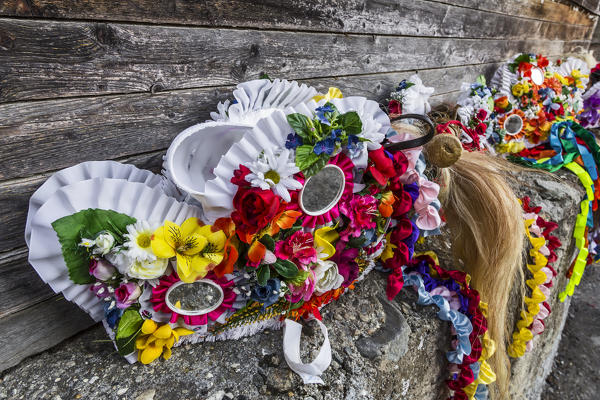 Aosta valley, Gignod, Italy. Alpine carnival Coumba Freida
