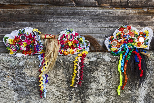 Aosta valley, Gignod, Italy. Alpine carnival Coumba Freida
