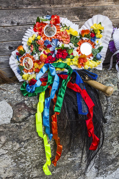 Aosta valley, Gignod, Italy. Alpine carnival Coumba Freida
