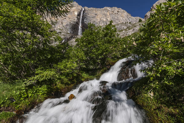Maira valley (Valle Maira), Cuneo province,Piedmont, Italy, Europe. Stroppia waterfalls