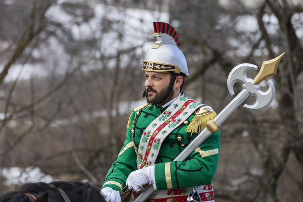 Varaita Valley (Valle Varaita), Cuneo, Sampeyre, Piedmont, Italy,Europe. Alpine historical carnival,  La Baio di Sampeyre