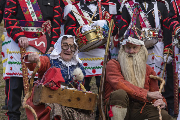 Varaita Valley (Valle Varaita), Cuneo, Sampeyre, Piedmont, Italy,Europe. Alpine historical carnival,  La Baio di Sampeyre