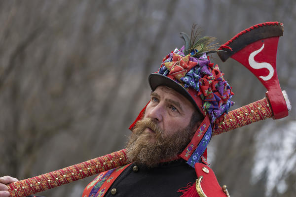 Varaita Valley (Valle Varaita), Cuneo, Sampeyre, Piedmont, Italy,Europe. Alpine historical carnival,  La Baio di Sampeyre