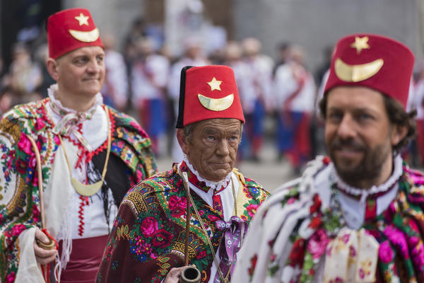 Varaita Valley (Valle Varaita), Cuneo, Sampeyre, Piedmont, Italy,Europe. Alpine historical carnival,  La Baio di Sampeyre