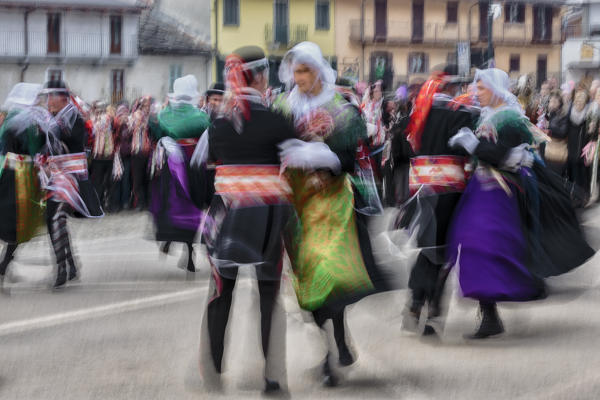 Varaita Valley (Valle Varaita), Cuneo, Sampeyre, Piedmont, Italy,Europe. Alpine historical carnival,  La Baio di Sampeyre