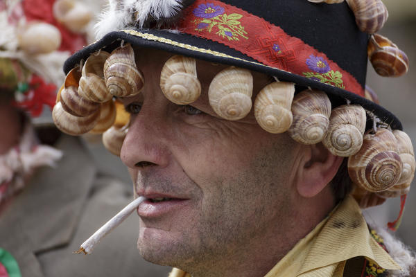 Varaita Valley (Valle Varaita), Cuneo, Sampeyre, Piedmont, Italy,Europe. Alpine historical carnival,  La Baio di Sampeyre