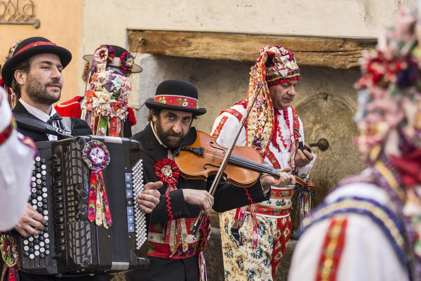 Varaita Valley (Valle Varaita), Cuneo, Sampeyre, Piedmont, Italy,Europe. Alpine historical carnival,  La Baio di Sampeyre