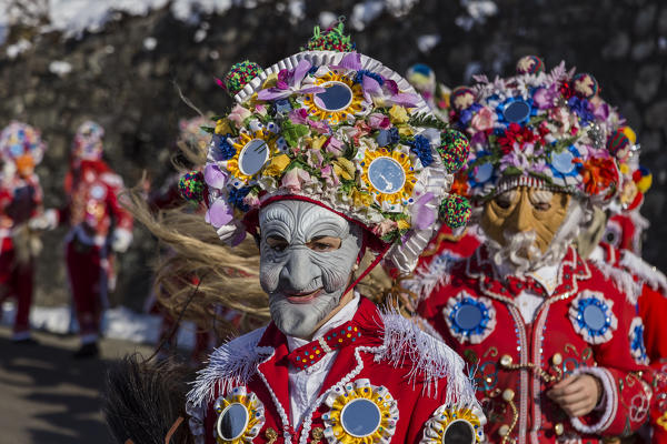 Aosta valley, Allein, Italy. Alpine carnival Coumba Freida