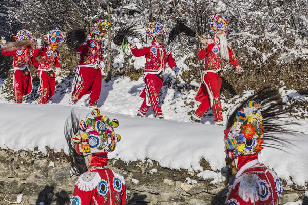 Aosta valley, Allein, Italy. Alpine carnival Coumba Freida