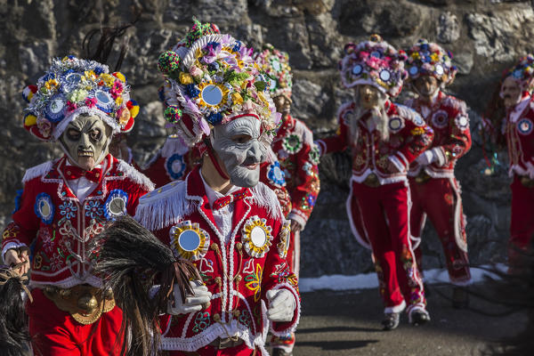 Aosta valley, Allein, Italy. Alpine carnival Coumba Freida