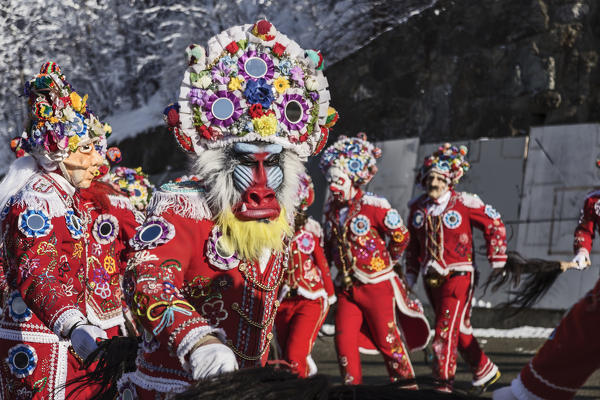 Aosta valley, Allein, Italy. Alpine carnival Coumba Freida