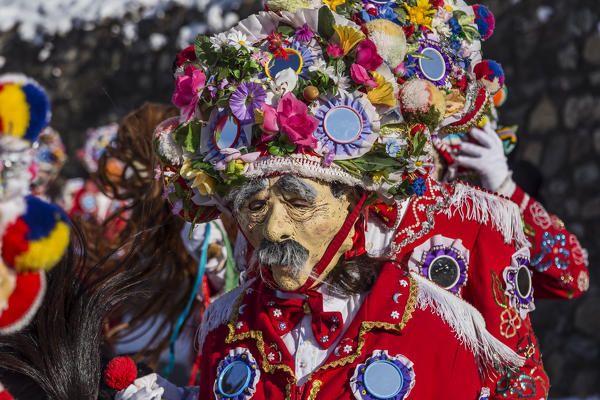 Aosta valley, Allein, Italy. Alpine carnival Coumba Freida