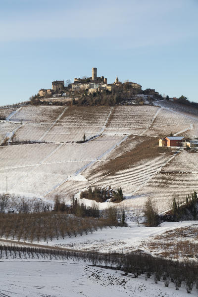 Langhe, Cuneo district, Piedmont, Italy. Barolo wine region,Castiglione Falletto castle