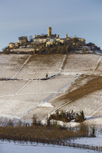 Langhe, Cuneo district, Piedmont, Italy. Barolo wine region,Castiglione Falletto castle