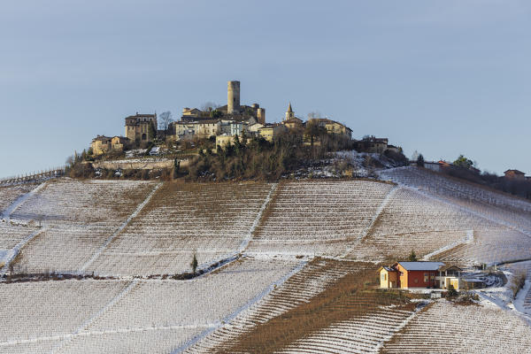 Langhe, Cuneo district, Piedmont, Italy. Barolo wine region,Castiglione Falletto castle