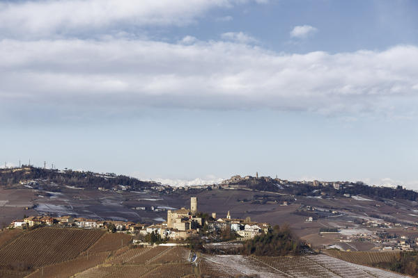 Langhe, Cuneo district, Piedmont, Italy. Barolo wine region,Castiglione Falletto castle