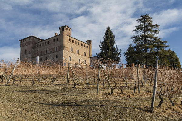 Langhe, Cuneo district, Piedmont, Italy. Barolo wine region, Grinzane Cavour castle