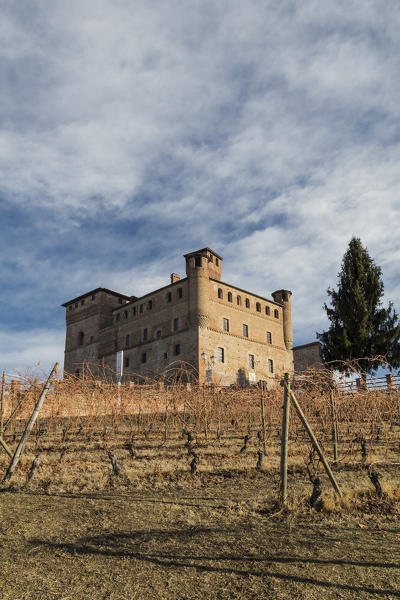 Langhe, Cuneo district, Piedmont, Italy. Barolo wine region, Grinzane Cavour castle