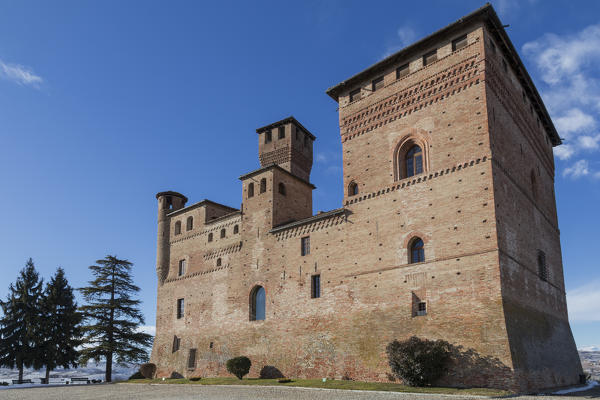 Langhe, Cuneo district, Piedmont, Italy. Barolo wine region, Grinzane Cavour castle