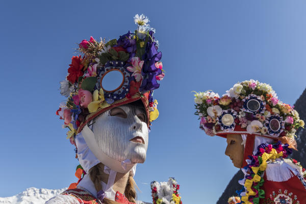 Aosta Valley,Gran San Bernardo Valley,Saint-Oyen,Italy, Europe. Alpine carnival Coumba Freida of Saint-Oyen