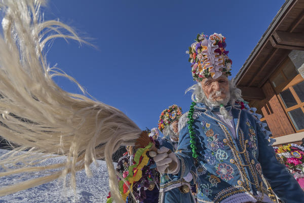 Aosta Valley,Gran San Bernardo Valley,Saint-Oyen,Italy, Europe. Alpine carnival Coumba Freida of Saint-Oyen